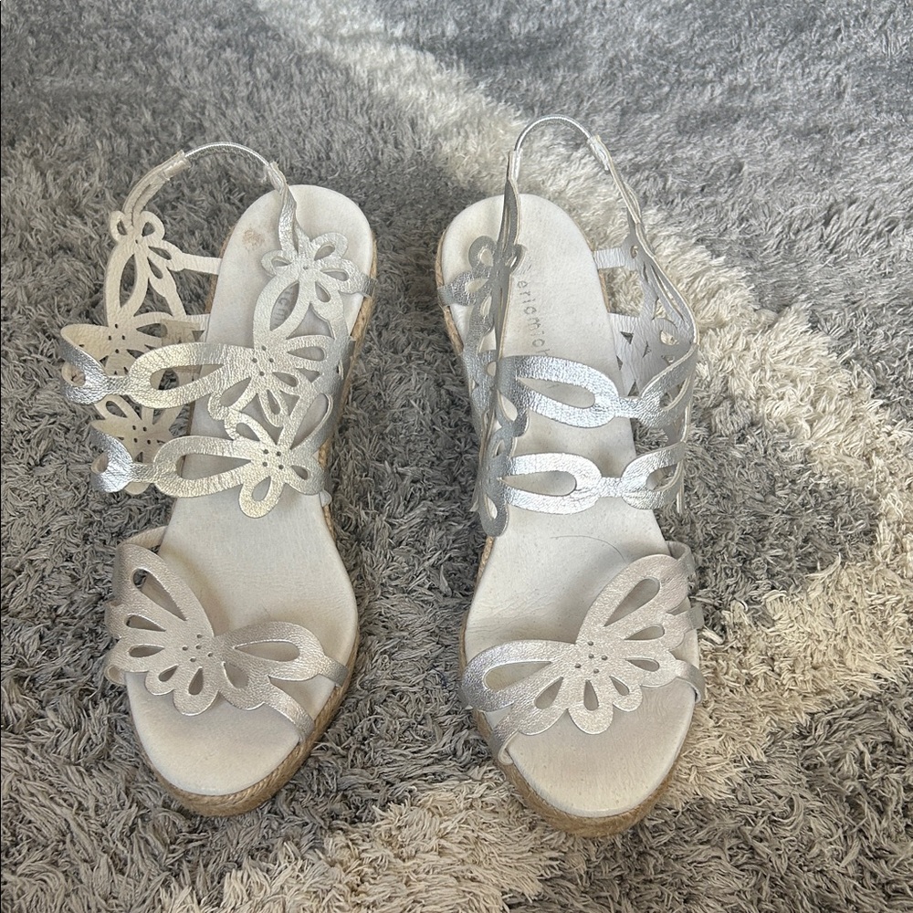 Eric Michael Silver Floral Sandals